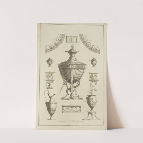 Central design of urn with snake curled around base. by Michael Angelo Pergolesi