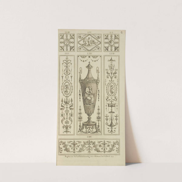 Central design of urn with weeping woman. by Michael Angelo Pergolesi