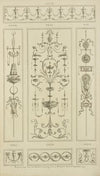 Central ornamental design with birds, faces, and vegetal shapes.