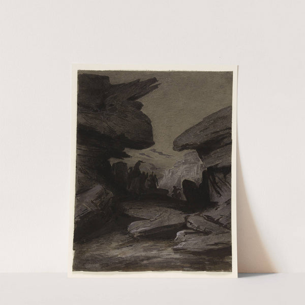 Cérémonie dans les rochers Etude de deux hommes dont l’un avec une épée by Fernand Cormon