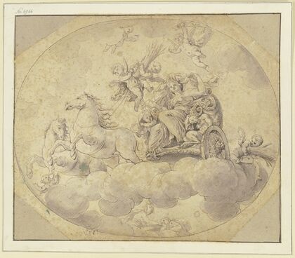 Ceres auf einem Wagen in Wolken