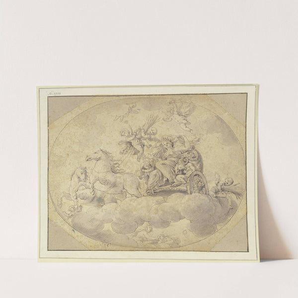 Ceres auf einem Wagen in Wolken by Francesco Albani