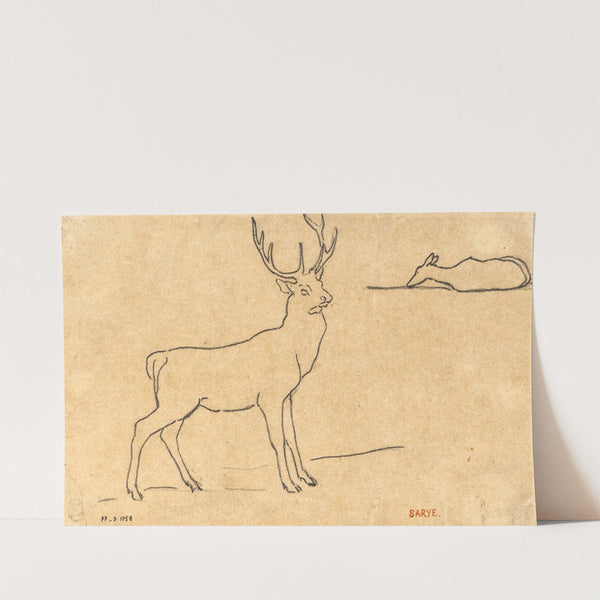 Cerf debout à droite (19th century) by Antoine-Louis Barye