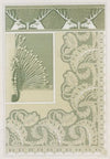 Cerfs et noisetiers, bordure, carreaux céramiques; hippocampe et algues, pied de coffret, bronze; lézards et pavots, broderie