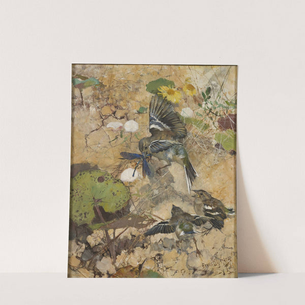 Chaffinches and Dragonflies (1885) by Bruno Liljefors