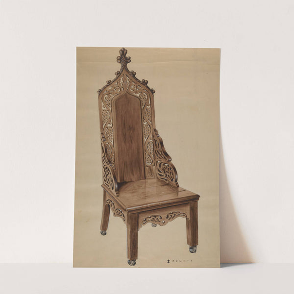 Chair with Carved Grape Leaf Decoration and Gothic Top by Robert Stewart