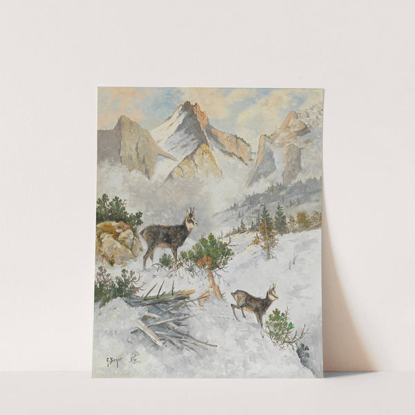 Chamois in a Winter Landscape by Georg Berger
