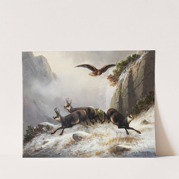 Chamois, persecuted by an Eagle (1877) by Moritz Müller