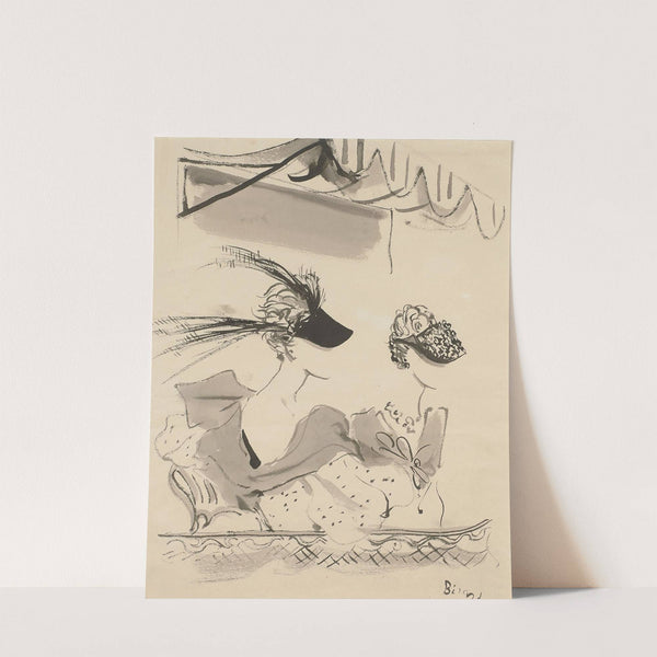 Chapeaux de Caroline Reboux, robe et cape de Louise Boulanger by Christian Bérard