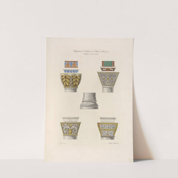 Chapiteaux de l’église de St. Vital de Ravenne, sculpture du VIe. siècle. (1839) by Nicolas Xavier Willemin