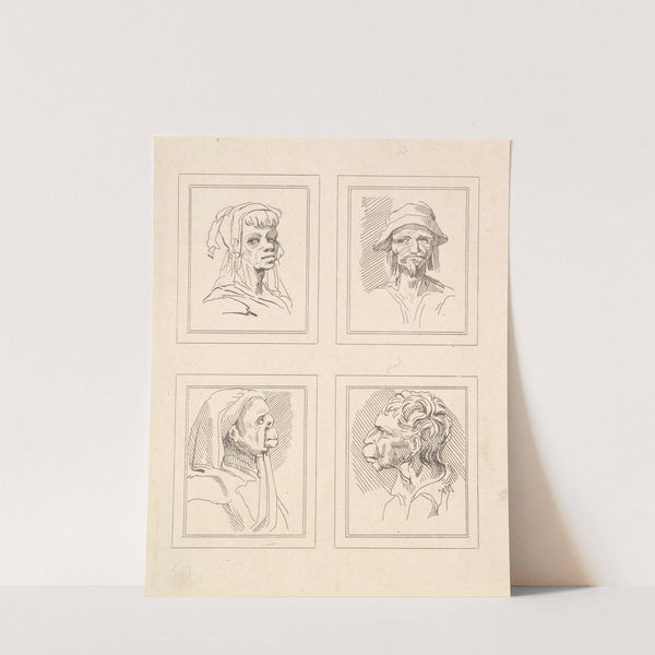 Characaturas by Leonardo da Vinci Pl.04 by Wenceslaus Hollar