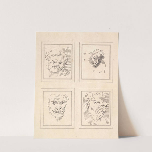 Characaturas by Leonardo da Vinci Pl.11 by Wenceslaus Hollar