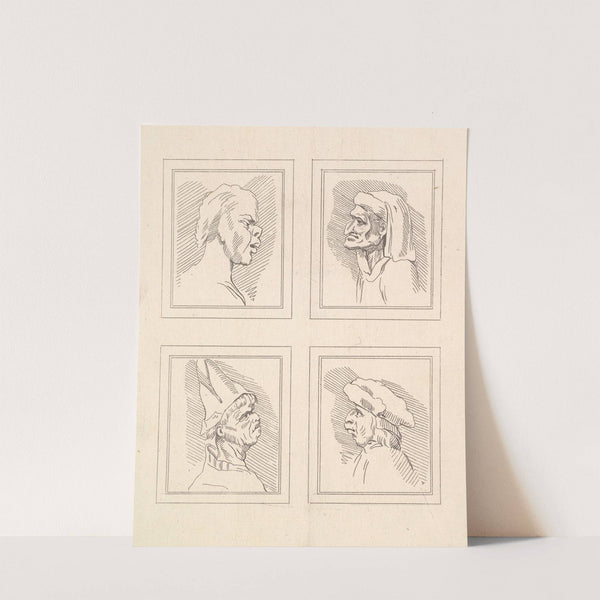 Characaturas by Leonardo da Vinci Pl.14 by Wenceslaus Hollar