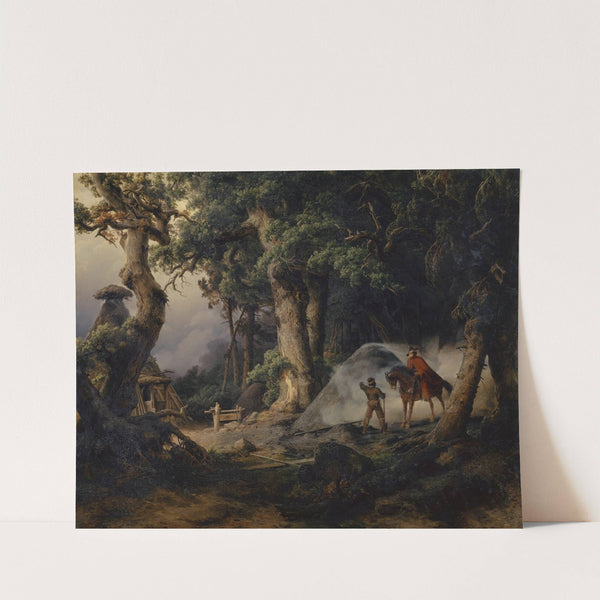 Charcoal Kiln in an Oak Tree Forest by Karl Friedrich Lessing