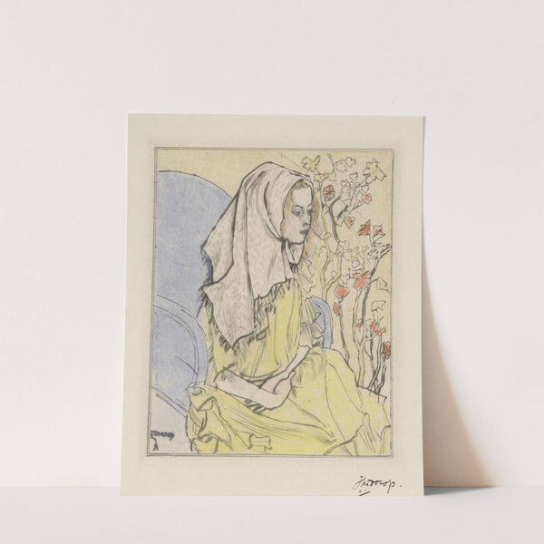 Charley Toorop met hoofddoek in een leunstoel by Jan Toorop