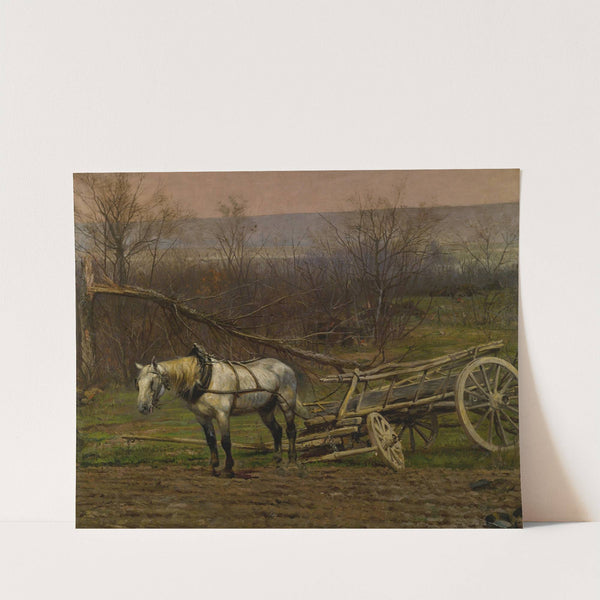 Charrette Attelée D'un Cheval Blanc by Jean-Baptiste Édouard Detaille