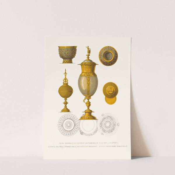 Chasha iashmovaia, ukrashennaia dragotsennymi kamniami i zolotom. Kubok, opravlennyi serebrom. Kubok serebrianyi pozolochennyi by Fedor Grigoryevich Solntsev