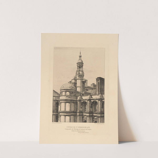 Chateau de St. Germain en Laye. Clock tower and the top of the dungeon before restoration by Alfred Brunet-Debaines