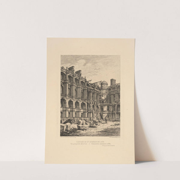 Chateau de St. Germain en Laye. Perspective view of the court. Restoration began in 1862 by Alfred Brunet-Debaines