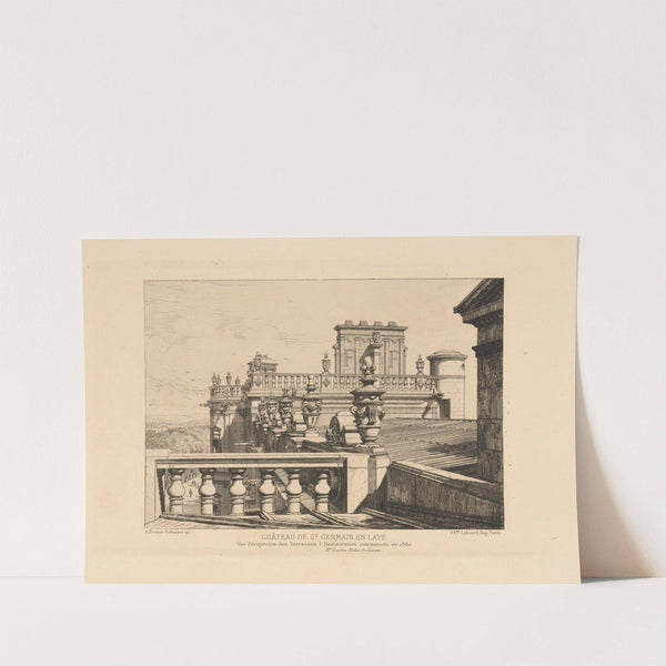 Chateau de St. Germain en Laye. Perspective view of the terraces. Restoration began in 1862 by Alfred Brunet-Debaines