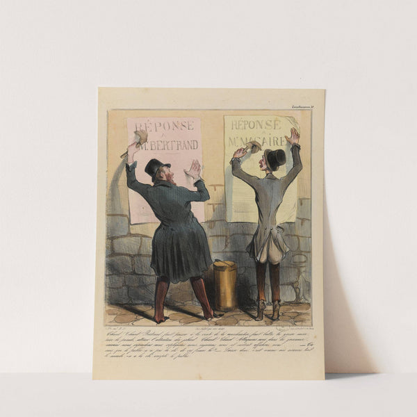 Chaud Chaud Bertrand faut pousser à la vente de la marchandise, faut battre la grosse caisse, faire la parade, attir (1836-1838) by Honoré Daumier