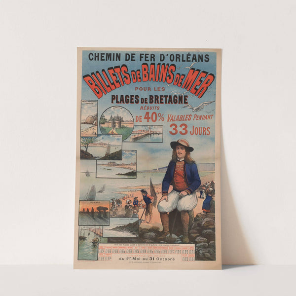 Chemin de fer d’Orléans. Billets de Bains de Mer pour les plages de Bretagne (1891) by Imp. F. Champenois