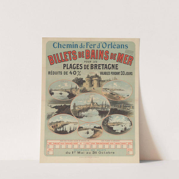 Chemin de Fer d’Orléans. Billets de Bains de Mer pour les plages de Bretagne (1888) by Imp. Chaix