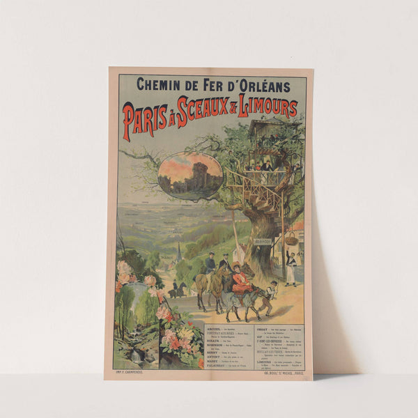 Chemin de Fer d’Orléans. Paris à Sceaux & Limours. Tour de Chevreuse, Robinson, Vaux de Cernay (1892) by Imp. F. Champenois