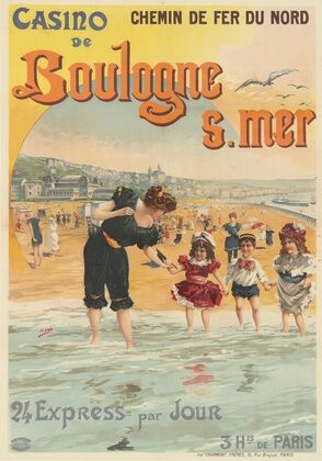 Chemin de Fer du Nord. Casino de Boulogne sur mer. 24 express par jour. 3hres de Paris (1900)