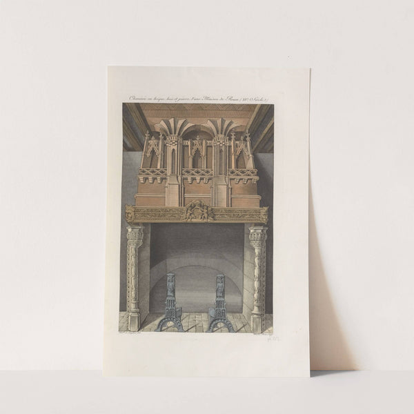 Cheminée en brique, bois et pierre, d’une maison de Rouen (XVe. siècle). (1839) by Nicolas Xavier Willemin