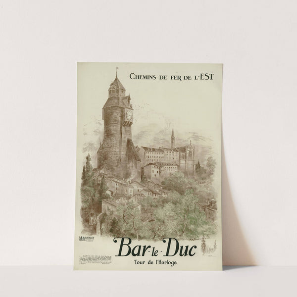 Chemins de Fer de l’Est ; Bar-le-Duc, tour de l’horloge by Albert Robida