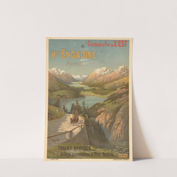 Chemins de fer de l’Est – Hte. Engadine (Suisse) – Trains rapides (circa 1900) by Frederic Hugo d’ Alési