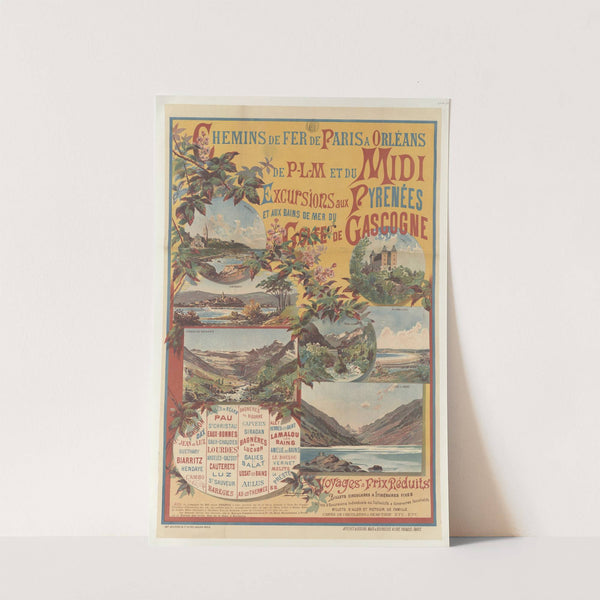 Chemins de fer de Paris à Orléans – excursions aux Pyrénées et aux bains de mer du golfe de Gascogne (1890s) by Eugène Bourgeois