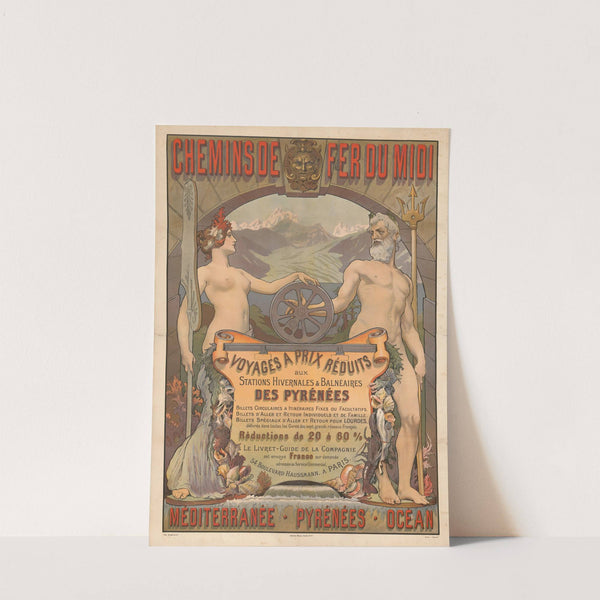 Chemins de fer du Midi – voyages à prix réduits aux Stations Hivernales et Balnéaires des Pyrénées. Méditerranée, Pyrénées Océan (1900) by Paul-Adolphe Kauffmann