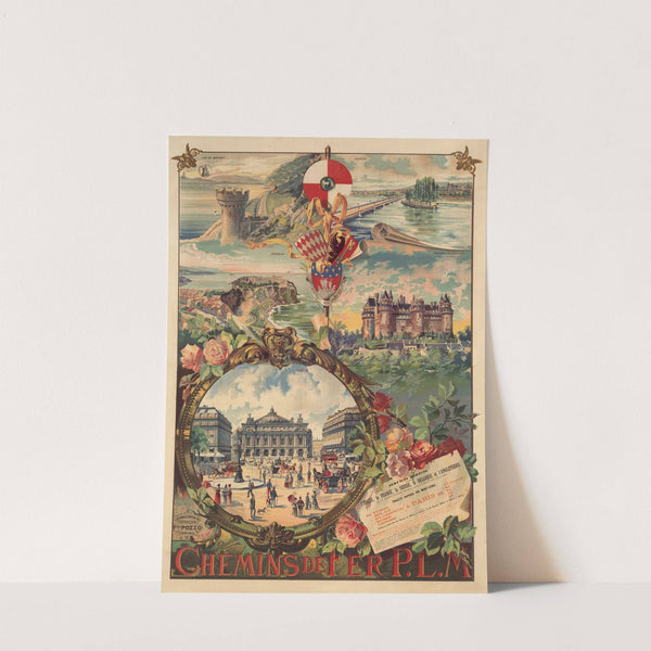 Chemins de Fer P.L.M. Lac du Bourget, Genève, Monaco, Château de Pierrefonds (1890) by Carlo Cussetti