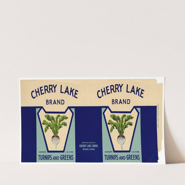 Cherry Lake Brand Turnips and Greens Label (1930-1950)