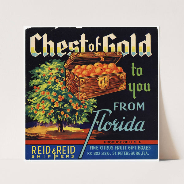 Chest of Gold Citrus Label (1940s)
