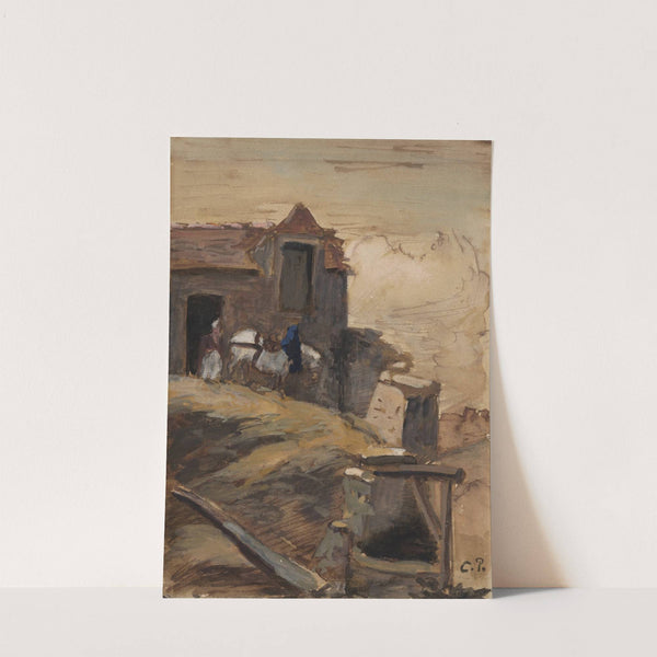 Cheval blanc devant une ferme (circa 1861-64) by Camille Pissarro