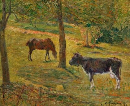 Cheval et vache dans un pré (1885)