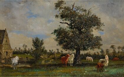 Chevaux sous un pommier
