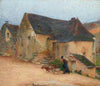 Chevrière devant une vieille maison à Labastide