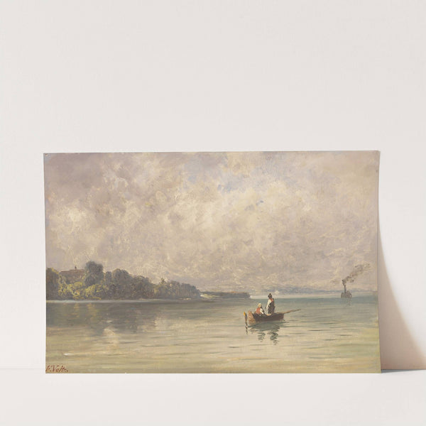 Chiemsee mit Fischerboot und Dampfer by Friedrich Voltz
