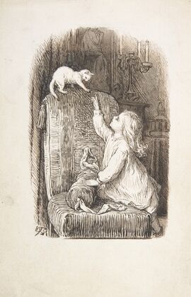 Child Climbing a Chair to Reach for a Kitten (1835–1903)