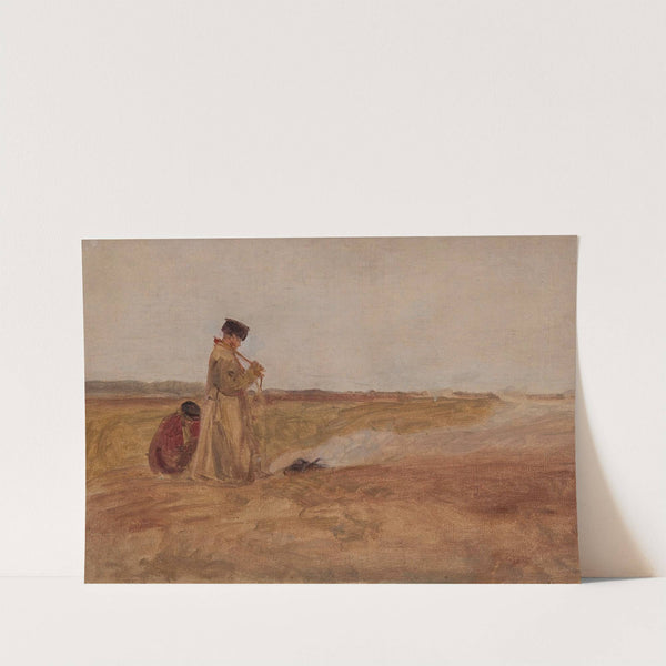 Child Cowherds by the Fire, sketch (1889 - 1905) by Jozef Chelmonski