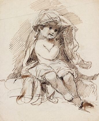 Child Peeping out from under a Blanket