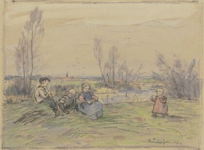 Children at the stream