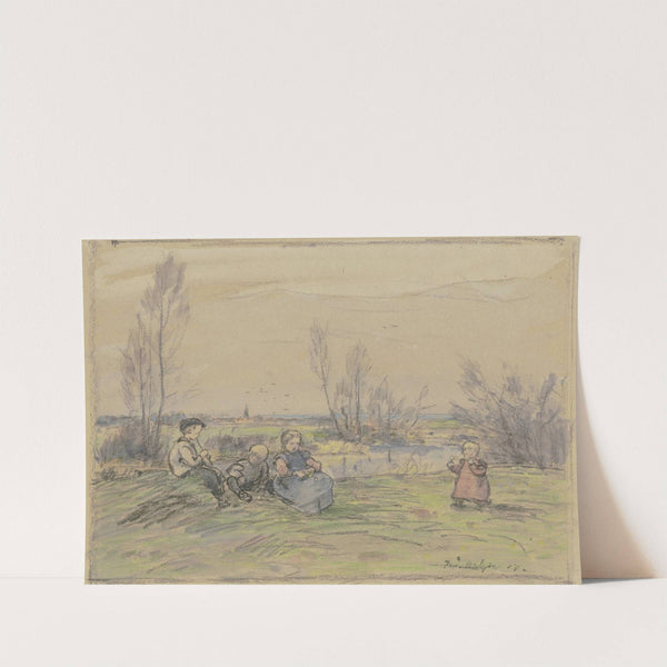 Children at the stream by Ferdinand Balzer