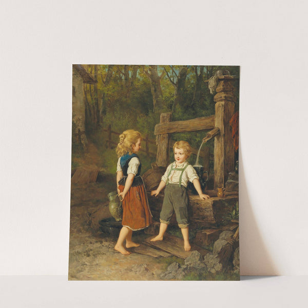 Children at the Well by Anton Ebert