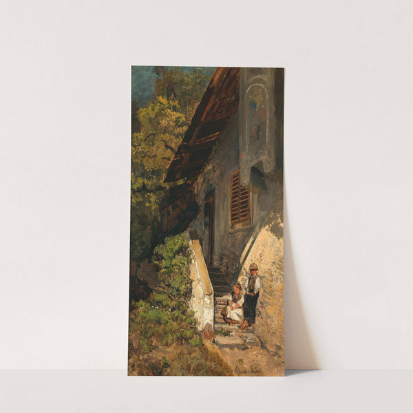 Children before the Farmhouse, Klausen, South Tyrol by Robert Russ