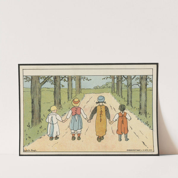 Children holding hands. by Lisbeth Bergh